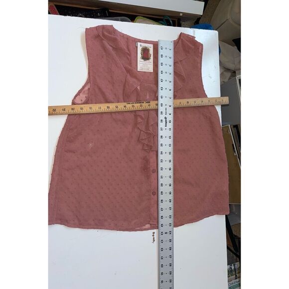 Wishlist apparel Sleeveless Ruffle Front Blouse – Rose Pink, size large - Picture 7 of 9